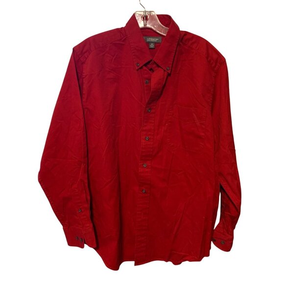 Croft & Barrow Mens Size Medium Red Long Sleeve Button Up Shirt Wrinkle Resistan - Picture 1 of 3